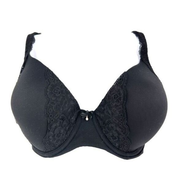 Soma Embraceable Full Coverage Lace Trim Underwire Black Bra - Size 36DD - Picture 1 of 12